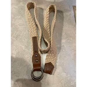 Woven cream cotton braided 1.5” Unisex Belt  50” Unbranded